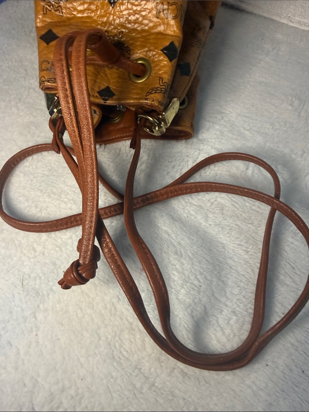 MCM Cognac Visetos Mini Monogram Bucket Crossbody - Picture 7 of 12